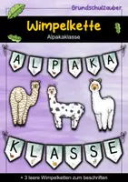 Vorschau - Mal- und Bastelvorlagen - Wimpelkette für die Alpakaklasse - Alpaka Wimpel - Deckblatt