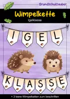 Vorschau - Mal- und Bastelvorlagen - Wimpelkette für die Igelklasse - Igel Wimpel - Deckblatt