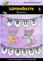 Vorschau - Mal- und Bastelvorlagen - Wimpelkette für die Mausklasse - Maus Wimpel - Deckblatt