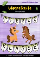 Vorschau - Mal- und Bastelvorlagen - Wimpelkette für die Pferdeklasse - Pferde Wimpel - Deckblatt