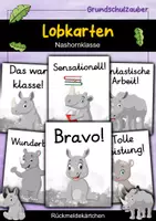 Vorschau - Bildkarten - Lobkärtchen für die Nashornklasse - Lobkarten Nashorn - Deckblatt