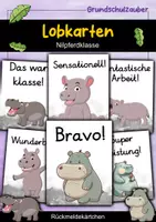 Vorschau - Bildkarten - Lobkärtchen für die Nilpferdklasse - Lobkarten Nilpferd - Deckblatt