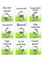 Vorschau - Bildkarten - Lobkärtchen für die Zebraklasse - Lobkarten Zebra - Seite 1