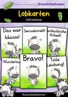 Vorschau - Bildkarten - Lobkärtchen für die Zebraklasse - Lobkarten Zebra - Deckblatt