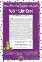 Vorschau - Arbeitsblätter - Wörtliche Rede im Märchen der Froschkönig + Rollenspiel - Deckblatt