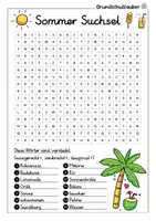 Vorschau - Arbeitsblätter - Sommer Suchsel - Buchstabengitter - Seite 1