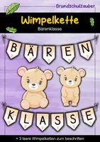 Vorschau - Mal- und Bastelvorlagen - Wimpelkette für die Bärenklasse - Bär Wimpel - Deckblatt