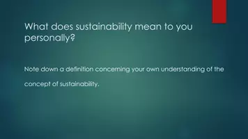 Vorschau - Präsentationen/Tafelbilder - What is sustainability? Saving the Planet Jg. 12 - Seite 1
