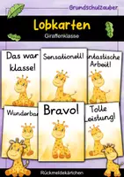 Vorschau - Bildkarten - Lobkärtchen für die Giraffenklasse - Lobkarten Giraffe - Deckblatt