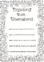 Vorschau - Arbeitsblätter - Einladung zum Elternabend, Malvorlage Elternarbeit - Seite 1