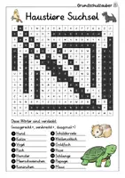 Vorschau - Arbeitsblätter - Haustiere Suchsel - Buchstabengitter - Seite 2
