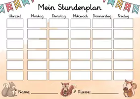 Vorschau - Lehrpläne/Lehrermaterial - Eichhörnchen Stundenplan für die Eichhörnchenklasse - 3 Vorlagen - Seite 1
