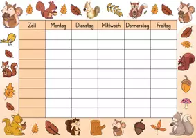 Vorschau - Lehrpläne/Lehrermaterial - Eichhörnchen Stundenplan für die Eichhörnchenklasse - 3 Vorlagen - Seite 2