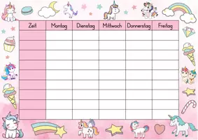 Vorschau - Lehrpläne/Lehrermaterial - Einhorn Stundenplan für die Einhornklasse - 3 Vorlagen - Seite 2