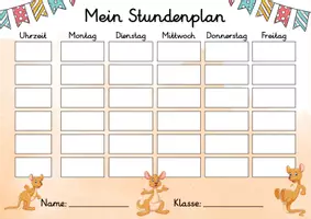 Vorschau - Lehrpläne/Lehrermaterial - Känguru Stundenplan für die Känguruklasse - 3 Vorlagen - Seite 1
