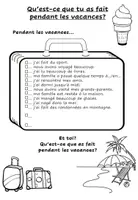 Vorschau - Arbeitsblätter - Sprechübung Passé Composé: Von Ferien berichten (Vacances) - Deckblatt