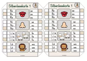 Vorschau - Aufgabenkarten - Lesekarten Silben (Klammerkarten Set 1) - Seite 2