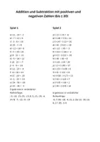 Vorschau - Spiele - Bingo Addition + Subtraktion positive und negative Zahlen (bis ± 30) - Seite 3
