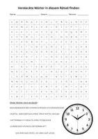Vorschau - Arbeitsblätter - Die Uhr lesen lernen, Suchsel, einfach, Wortgitter, Buchstabensalat, Buchstabengitter, Wortsuchrätsel, Wortsuche, Worträtsel, Wortsuchsel - Seite 2