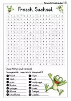 Vorschau - Arbeitsblätter - Frosch Suchsel - Buchstabengitter - Seite 1