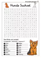 Vorschau - Arbeitsblätter - Hunde Suchsel - Buchstabengitter - Seite 1