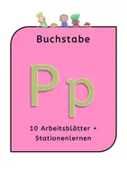 Vorschau - Arbeitsblätter - Buchstabe P / p 10 Arbeitsblätter + Stationenlernen - Deckblatt
