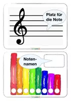 Vorschau - Arbeitsblätter - Noten lernen mit Boomwhackers: Bildkarten & Arbeitsblätter (inkl. Lösungen) • auch Musik fachfremd • Klasse 1-4 - Seite 1