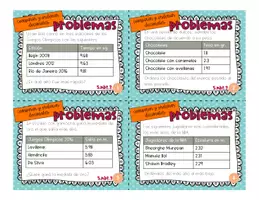 Vista previa - Tarjetas / Manipulativos - Compara y ordena decimales tarjetas problemas - página 1