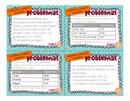 Vista previa - Tarjetas / Manipulativos - Compara y ordena decimales tarjetas problemas - página 3
