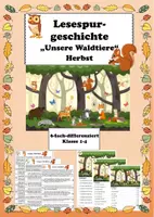 Vorschau - Arbeitsblätter - Materialpaket 2 Lesespurgeschichten Herbst Waldtiere Bündel - Seite 1
