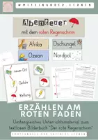Vorschau - Arbeitsblätter - Erzählen am roten Faden zum Bilderbuch "Der rote Regenschirm" - Deckblatt
