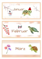 Vorschau - Mal- und Bastelvorlagen - Kalender- Tafelkalender + Wetteranzeige für die Schildkrötenklasse - Seite 1