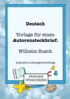 Vorschau - Arbeitsblätter - Autorensteckbrief Wilhelm Busch - Deckblatt