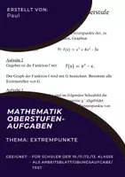 Vorschau - Arbeitsblätter - Mathematik Aufgaben Extrempunkte - Deckblatt