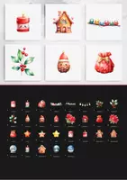 Vorschau - selbst erstellte Cliparts/Grafiken - Kawaii Weihnachts-Aquarell Clipart: Niedliche Gesichter, 27 PNGs, Sofortiger Download - Seite 1
