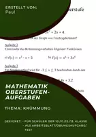 Vorschau - Arbeitsblätter - Mathematik Aufgaben Krümmung - Deckblatt