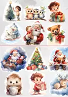 Vorschau - selbst erstellte Cliparts/Grafiken - Weihnachtsszenen Aquarell Clipart - 30 Festliche Kinder Momente - Seite 3