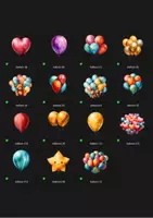 Vorschau - selbst erstellte Cliparts/Grafiken - Geburtstagsballons Aquarell-Clipart - 15 PNGs, kommerzielle Nutzung - Seite 2