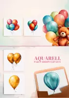 Vorschau - selbst erstellte Cliparts/Grafiken - Geburtstagsballons Aquarell-Clipart - 15 PNGs, kommerzielle Nutzung - Seite 3
