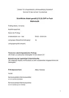 Vorschau - Stundenentwürfe - Unterrichtspraktische Prüfung Mathematik Klasse 3: Zahlengitter - Deckblatt