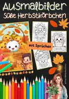 Vorschau - Mal- und Bastelvorlagen - Bunte Herbstkörbchen: Kreative Ausmalbilder mit Sprüchen - Deckblatt