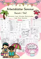 Vorschau - Arbeitsblätter - Deutsch/ DaZ - Sommer - Arbeitsblätter, Sprachförderung, Lerntheke - Deckblatt