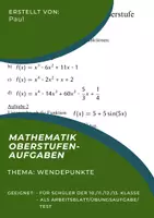 Vorschau - Arbeitsblätter - Mathematik Aufgaben Wendepunkte - Deckblatt