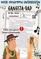 Vorschau - Arbeitsblätter - 35 min. Youtubevideo: Gangsta-Rap / Deutsch-Rap / Lückentext - Deckblatt