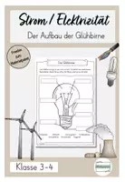 Vorschau - Unterrichtsreihen - Freebie Strom / Elektrizität - Aufbau und Bestandteile der Glühbirne - Deckblatt