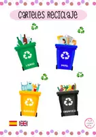 Vista previa - Tarjetas / Manipulativos - CARTELES DE RECICLAJE - English & Castellano - Portada