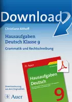 Vorschau - Arbeitsblätter - Hausaufgaben Deutsch Klasse 9 - Grammatik und Rechtschreibung - Deckblatt