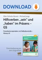 Vorschau - Stundenentwürfe - Hilfsverben "sein" und "haben" im Präsens - GS - Freiarbeitsmaterialien mit Selbstkontrolle - Niveau A1 - Deckblatt