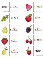 Vorschau - Spiele - Domino mit farbigen Artikeln - Obst und Gemüse - DaZ - Seite 1