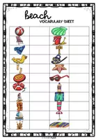 Vorschau - Stationenlernen - Summer/Beach Vocabulary Sheet - Seite 1